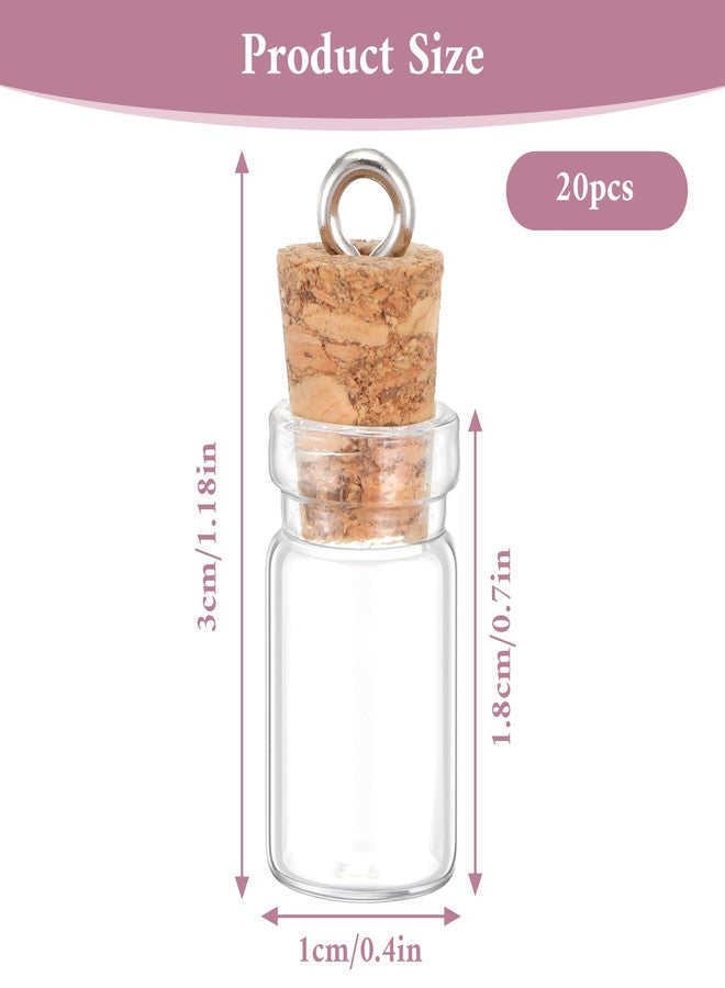Zelphvt 20 Pcs Mini Glass Bottles with Cork 1ml Capacity Clear Tiny Glass Bottles Wishing Message Bottle DIY Art Craft Storage Small Jars for Home and Holiday Party Decoration - Image 2